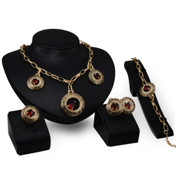 Vintage Rubin Rot Runde Kristall Schmuck Sets (C-XSST0022)